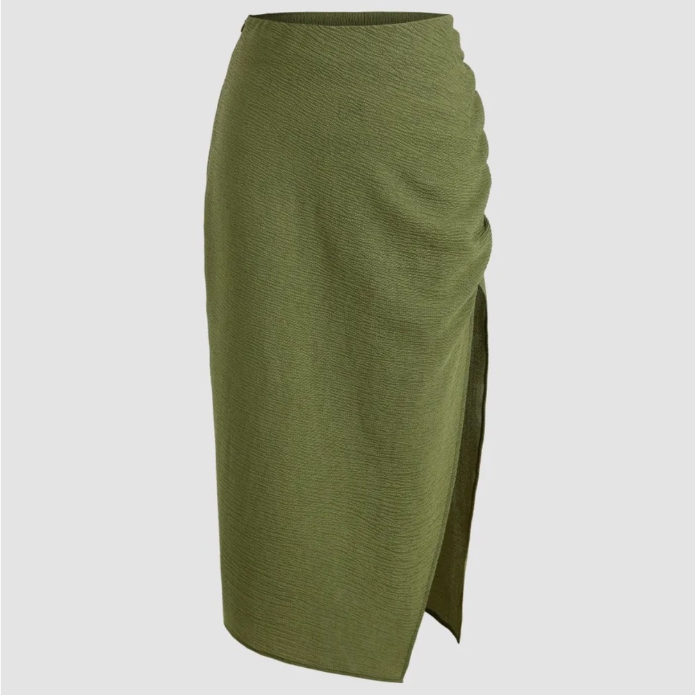 Brand new with tags! Cider green textured midi skirt set (2x) with crop top (1x)